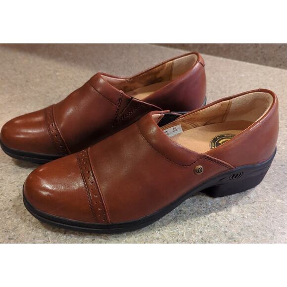 HOOF AND WOOF Chocolate Tan Premium Leather Equestrian Paddock Clogs Womens Sz 7 - Picture 1 of 7